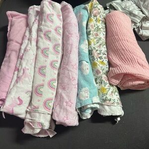 Multicolored BabyGirl Swaddles & Receiving Blankets!
